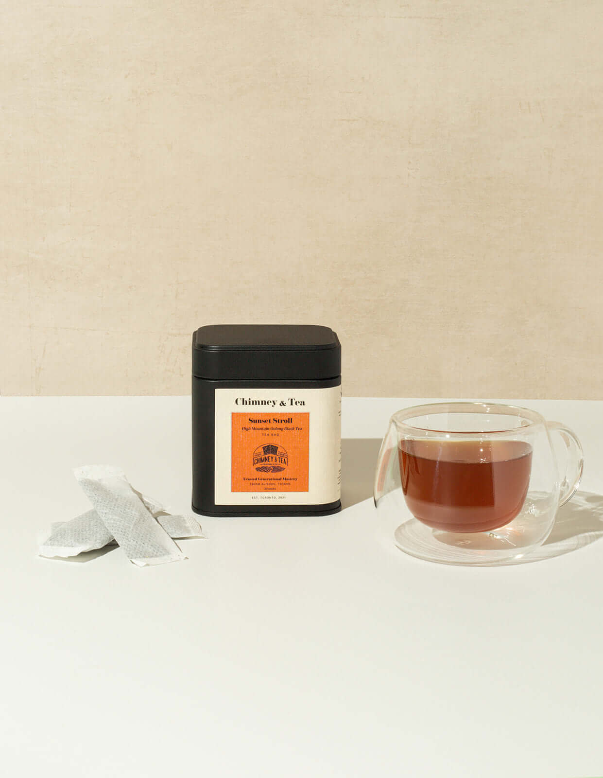 Sunset Stroll oolong black tea in a tin